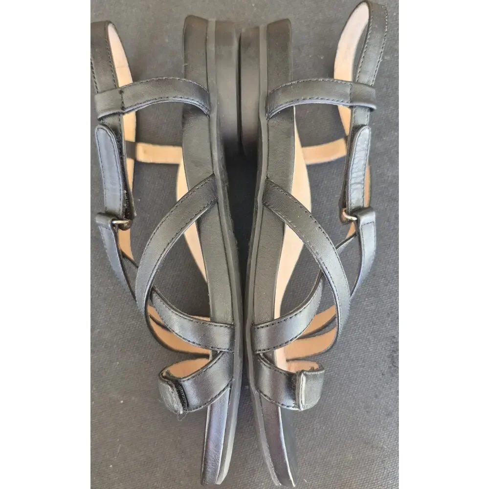 Abeo Samantha Women Sandals Leather Neutral Arch Support in Black Size 9